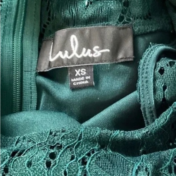 LULU'S Everleigh Forest Green Teal Lace Skater Mini Sleeveless Dress Size XS - Picture 14 of 16